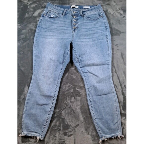 Judy Blue 16w Light Distressed Button Fly Skinny Fit - Picture 1 of 10